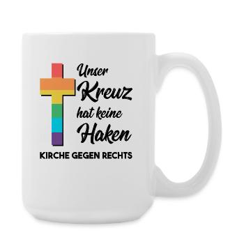 Notre croix n’a pas de crochets - L’Église contre la droite - Grande tasse 440 ml - blanc - Droite