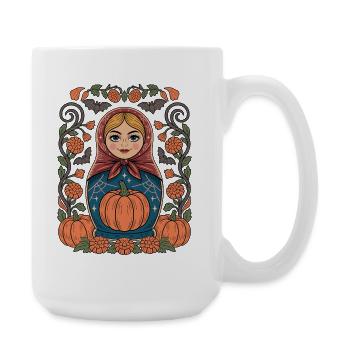 Herbstmatryoshka Kürbis - Große Tasse 440 ml - Weiß - Rechts