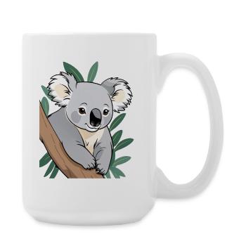 Koala on a Branch Cartoon - Large Mug 440 ml - white - Right