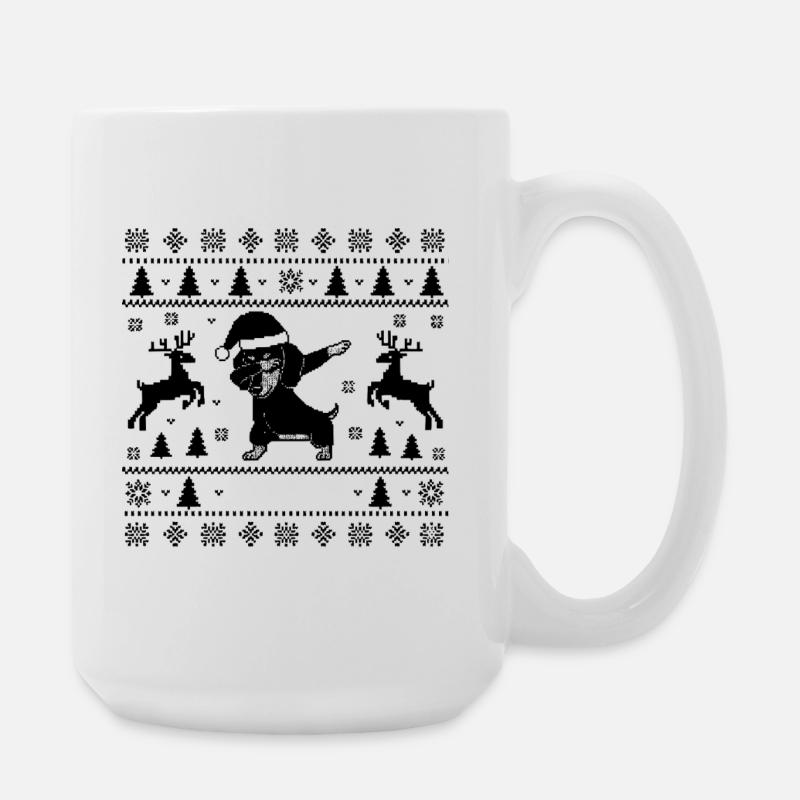Dabbing Dackel Christmas Man Style - Große Tasse 440 ml - Weiß