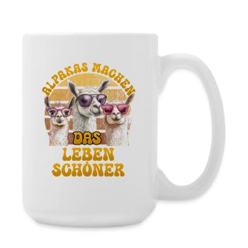 Éventail d’alpaga LES ALPAGAS RENDENT LA VIE PLUS AMUSANTE - Grande tasse 440 ml - blanc - Droite