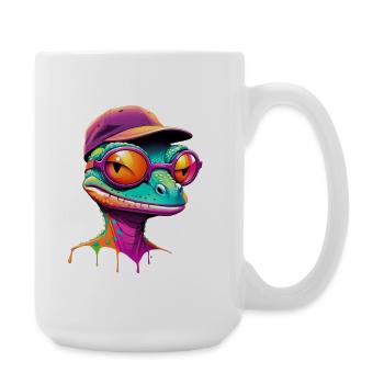 Gecko coloré avec casquette de lunettes de soleil - Grande tasse 440 ml - blanc - Droite