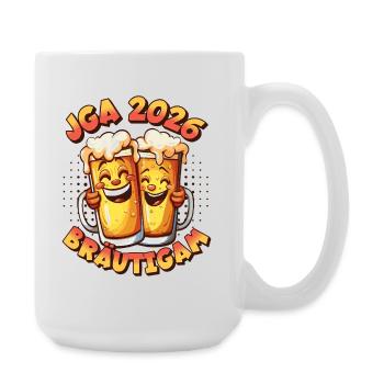JGA 2026 Bräutigam Bier Alkohol Saufen Lustig - Große Tasse 440 ml - Weiß - Rechts