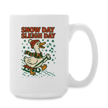 Goose Christmas Funny Santa Snow Day Sleigh - Large Mug 440 ml - white - Right