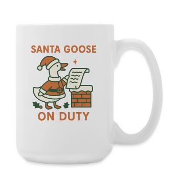 Santa Goose On Duty Lustiges Weihnachtsdesign - Große Tasse 440 ml - Weiß - Rechts