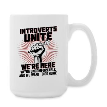 Introverts Unite Here - Große Tasse 440 ml - Weiß - Rechts