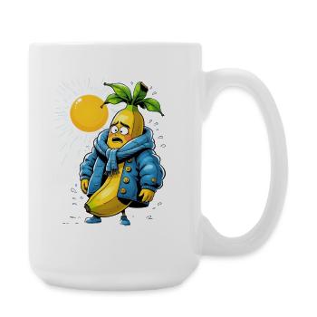 Banane in Winterjacke in der heissen Sonne - Große Tasse 440 ml - Weiß - Rechts
