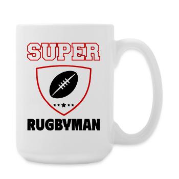 Super rugbyman, fête des pères, noël - Grande tasse 440 ml - blanc - Droite
