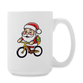Weihnachtsmann Fahrrad Weihnachten - Große Tasse 440 ml - Weiß - Rechts