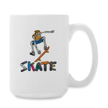 Colored Skeleton Skateboarder Skate Exercise Design - Large Mug 440 ml - white - Right