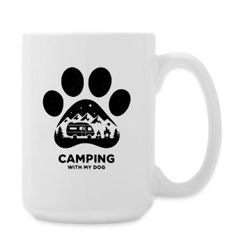 Camping With My Dog Camper - Large Mug 440 ml - white - Right