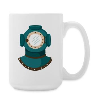 Nautic Design Antique Diving Helmet Illustration - Large Mug 440 ml - white - Right
