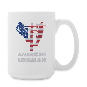 American Lineman Flag Silhouette - Large Mug 440 ml - white - Right