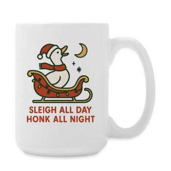 Goose Christmas Funny Santa Sleigh All Day - Large Mug 440 ml - white - Right