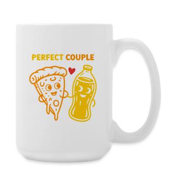 Couple parfait pizza et soda dessin animé art - Grande tasse 440 ml - blanc - Droite