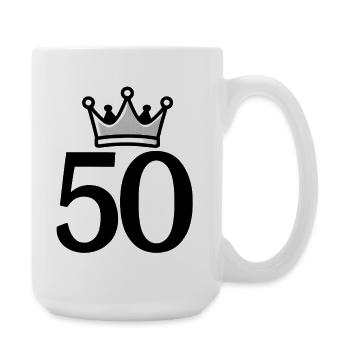 50 avec couronne - Design d’anniversaire élégant - Grande tasse 440 ml - blanc - Droite