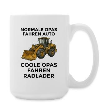 Coole Opas fahren Radlader – Lustiges Opa Geschenk - Große Tasse 440 ml - Weiß - Rechts