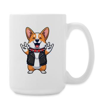 Rock Star Corgi - Large Mug 440 ml - white - Right