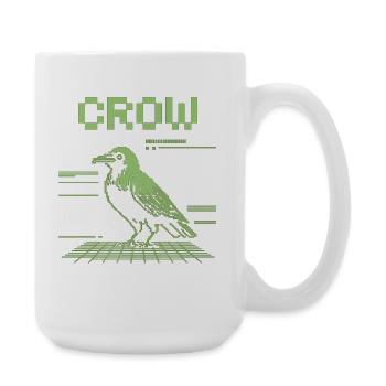 T-shirt rétro Pixel Crow dans le style 8 bits - Grande tasse 440 ml - blanc - Droite