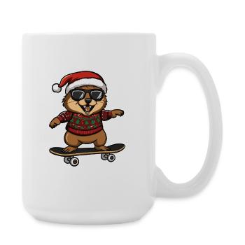 Beaver Christmas Funny - Large Mug 440 ml - white - Right
