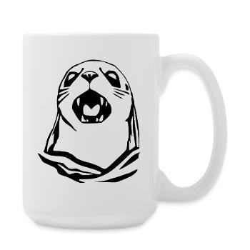 Seehund Robbe T-shirt Geschenk - Große Tasse 440 ml - Weiß - Rechts