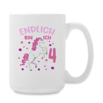 4 Jahre alt Pferd Endlich Bin Ich 4 Mädchen 4. - Große Tasse 440 ml - Weiß - Rechts