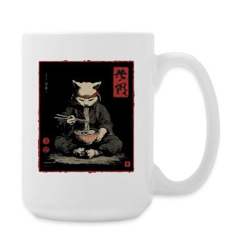 Samurai Cat Ramen Japan Streetwear Design - Große Tasse 440 ml - Weiß - Rechts