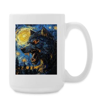 Werewolf Wolf Van Gogh Style - Large Mug 440 ml - white - Right