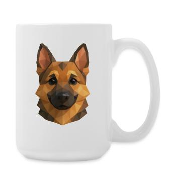Polygon Schäferhund – Geometrisches Hundedesign - Große Tasse 440 ml - Weiß - Rechts