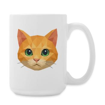 Polygon Katze – Geometrisches Katzen-Design - Große Tasse 440 ml - Weiß - Rechts