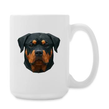 Polygon Rottweiler – Geometrisches Hundedesign - Große Tasse 440 ml - Weiß - Rechts