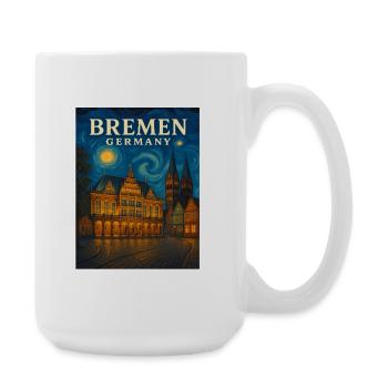 Bremen Nachtlicht Skyline - Große Tasse 440 ml - Weiß - Rechts