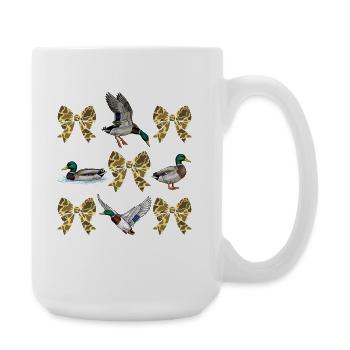 Ducks Camo Bows Waterfowl Hunting Style - Large Mug 440 ml - white - Right