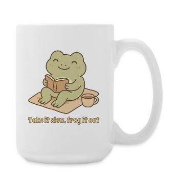 Reading Frog – Take it slow Design - Large Mug 440 ml - white - Right