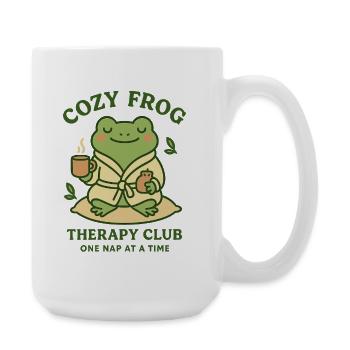 Cozy frog in bathrobe - Large Mug 440 ml - white - Right