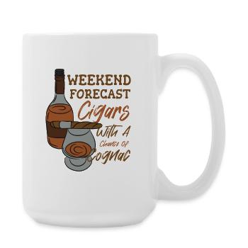 Weekend Forecast – Cigars with a Chance of Cognac - Große Tasse 440 ml - Weiß - Rechts