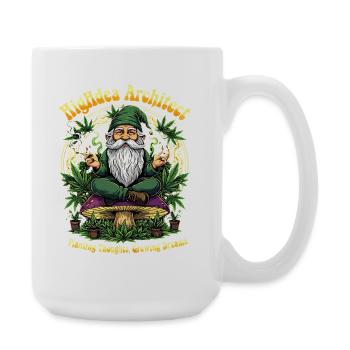 Crowing Gnome Cannabis Wichtel  - Große Tasse 440 ml - Weiß - Rechts