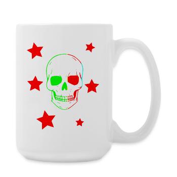 Prismatischer Schädel inmitten roter Sterne - Große Tasse 440 ml - Weiß - Rechts