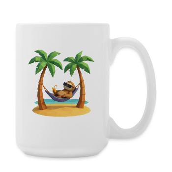 Entspanntes Faultier in Hängematte am Strand zwisc - Große Tasse 440 ml - Weiß - Rechts