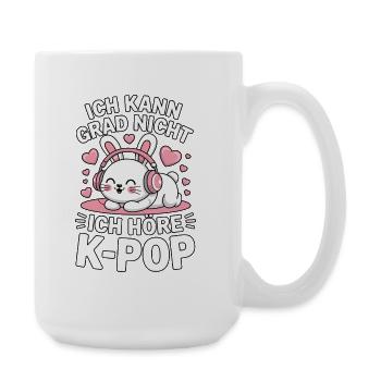K-Pop Hörhase: Niedlicher Kopfhörer-Hase - Große Tasse 440 ml - Weiß - Rechts