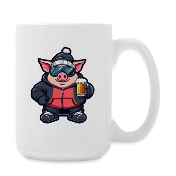 Sow Piglet Ski Goggles Skiing - Large Mug 440 ml - white - Right