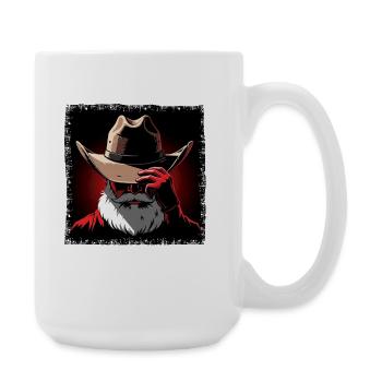 Minimalistischer Weihnachtsmann Gothic Cowboy  - Große Tasse 440 ml - Weiß - Rechts