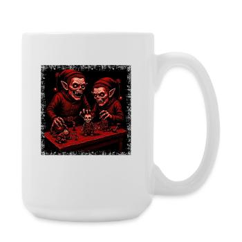 Creepy Christmas Zombie Elf Skeleton Horror - Large Mug 440 ml - white - Right