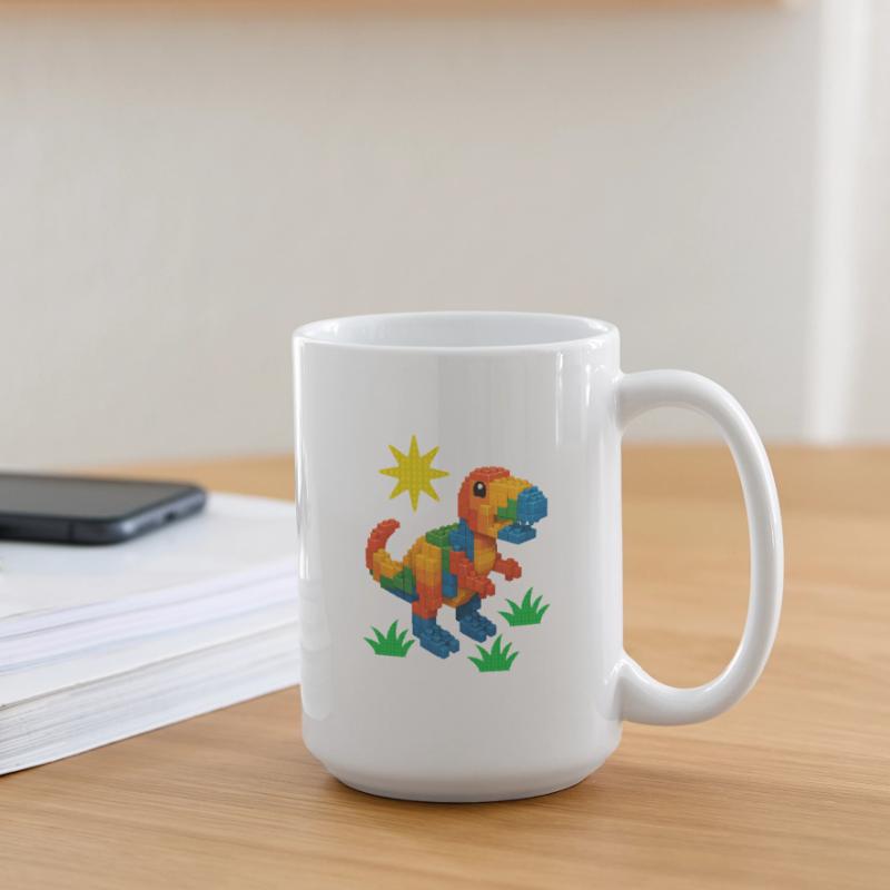 Dinosaur Made Of Bricks Creative Block Builder Large Mug 440 ml