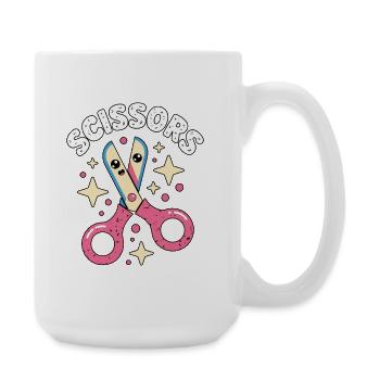 Ciseaux Pierre Papier Kawaii Ciseaux - Grande tasse 440 ml - blanc - Droite