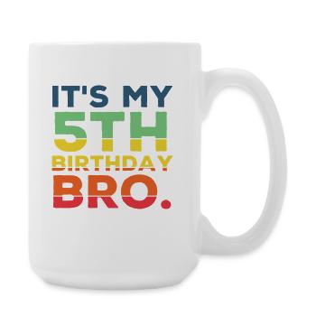 5th Birthday Bro Funny 5 Years Old Boy Cool - Large Mug 440 ml - white - Right