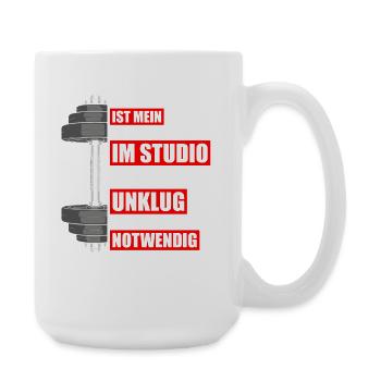Verhalten Bodybuilding Bodybuilder Gym Kraftsport - Große Tasse 440 ml - Weiß - Rechts