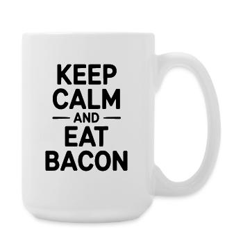 Ruhe bewahren und Speck essen - Große Tasse 440 ml - Weiß - Rechts