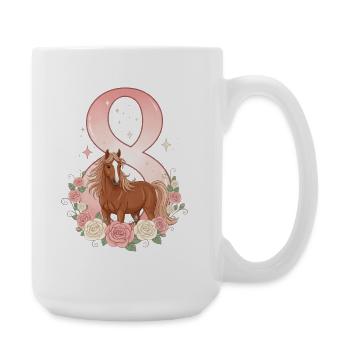 8th Birthday Girl, Horse, Pony, 8 Years Old - Large Mug 440 ml - white - Right