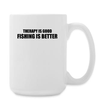 Fishing is better than therapy! Anti-stress saying - Large Mug 440 ml - white - Right
